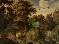 GG 775  GG 775, Roelant Savery (1576-1639), Felsenlandschaft mit kämpfenden Rindern, 1625, Leinwand, 119,5 x 161 cm : Landschaft, Tiere